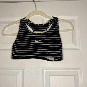 Black and White Stripped Nike Pro Sports Bra